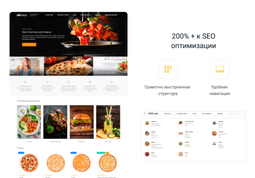 INTEC.Food - магазин доставки еды, суши, пиццы с корзиной и оплатой. Сайт для ресторанов и кафе