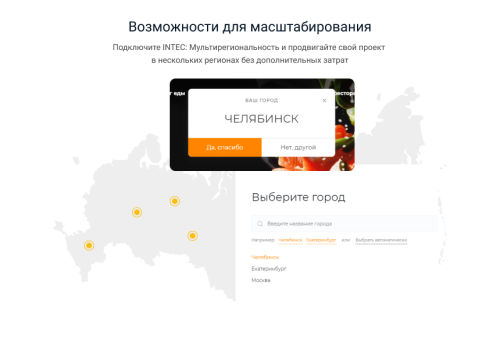 INTEC.Food - магазин доставки еды, суши, пиццы с корзиной и оплатой. Сайт для ресторанов и кафе